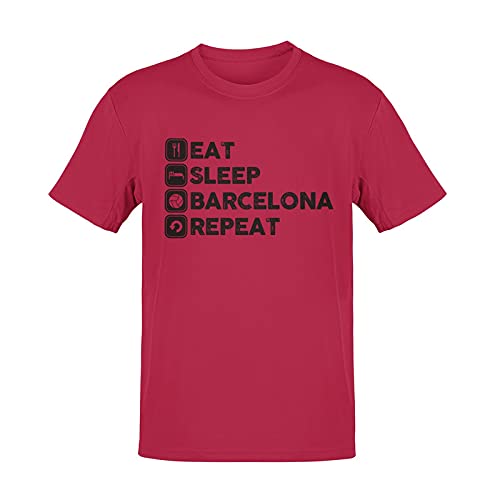 Barcelona 'Eat Sleep Breathe' Men's 100% Cotton Round Neck T-Shirt