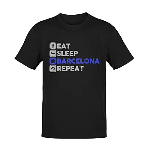 Barcelona 'Eat Sleep Breathe' Men's 100% Cotton Round Neck T-Shirt