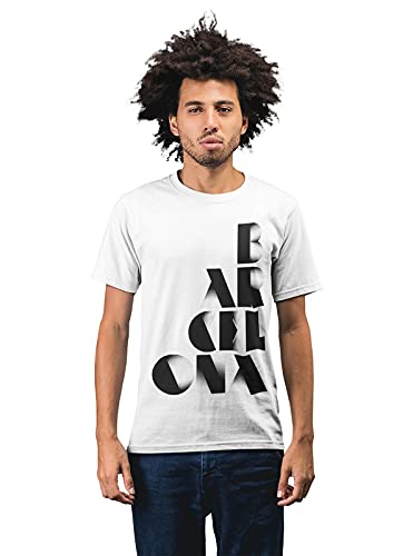 Barcelona Typography Men's 100% Cotton Round Neck T-Shirt