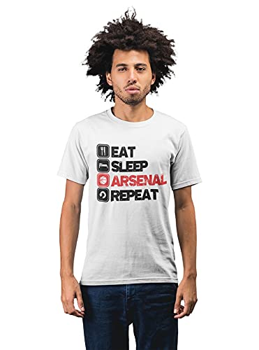 Arsenal Eat Sleep Repeat Men's 100% Cotton Round Neck T-Shirt