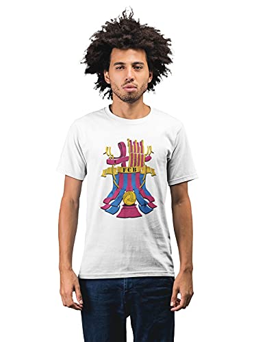 Barcelona Pattern Logo Men's 100% Cotton Round Neck T-Shirt