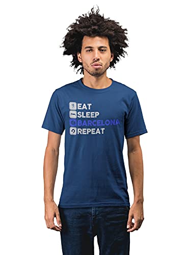 Barcelona 'Eat Sleep Breathe' Men's 100% Cotton Round Neck T-Shirt