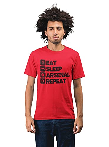 Arsenal Eat Sleep Repeat Men's 100% Cotton Round Neck T-Shirt