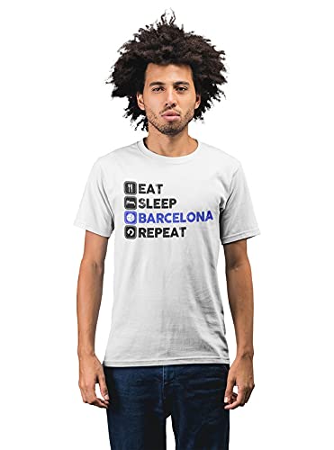 Barcelona 'Eat Sleep Breathe' Men's 100% Cotton Round Neck T-Shirt