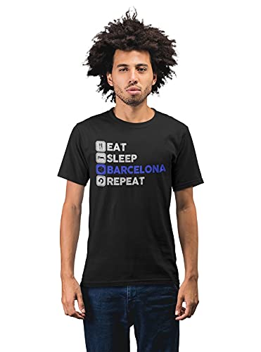 Barcelona 'Eat Sleep Breathe' Men's 100% Cotton Round Neck T-Shirt