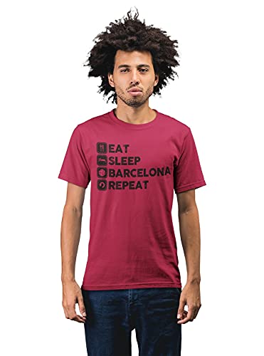 Barcelona 'Eat Sleep Breathe' Men's 100% Cotton Round Neck T-Shirt