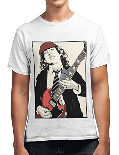 AC/DC Angus Young Guitaring Men's 100% Cotton Round Neck T-Shirt