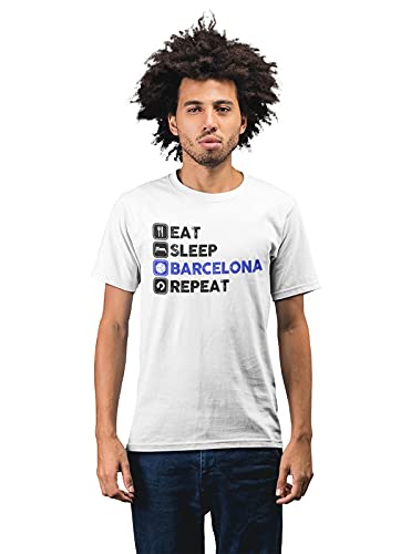 Barcelona 'Eat Sleep Breathe' Men's 100% Cotton Round Neck T-Shirt