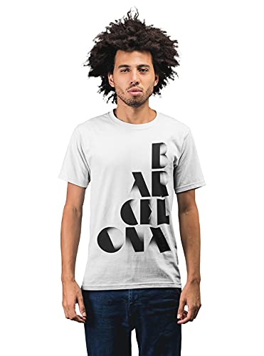 Barcelona Typography Men's 100% Cotton Round Neck T-Shirt