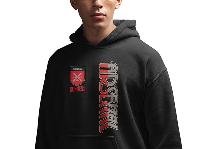 Arsenal Football Club Split Symbol Men's 100% Cotton Hoodie Black