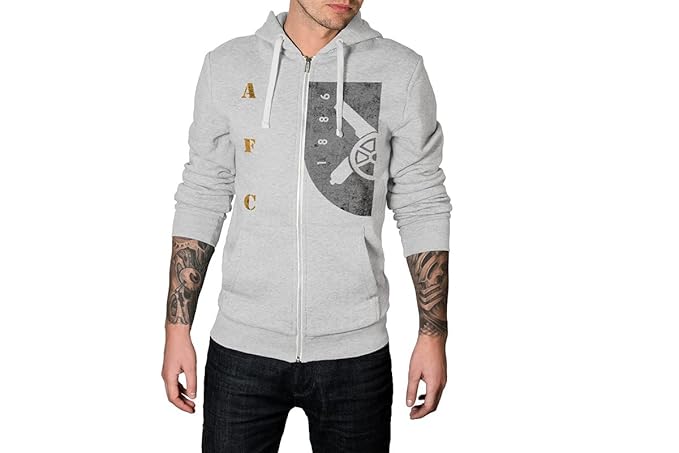 Arsenal Football Club Half Grunge Men's 100% Cotton Hoodie & Zipper