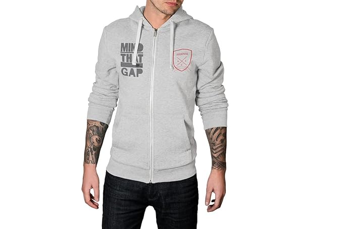 Arsenal Football Club Mind The Gap Men's 100% Cotton Hoodie & Zipper