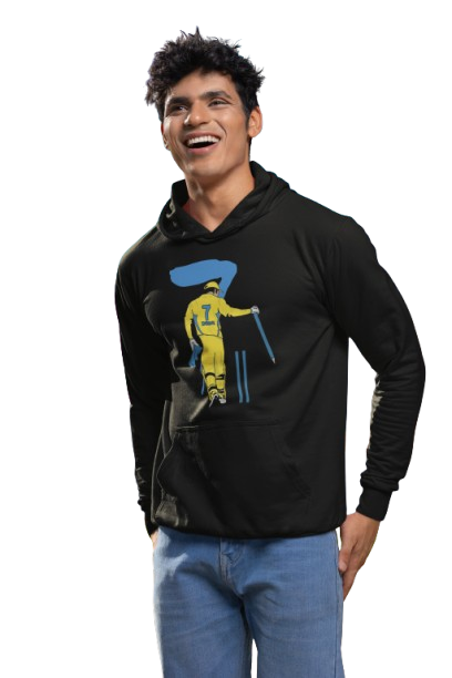 Dhoni Cartoon Warm Unisex Cotton Hoodies for Casual Winter wear.