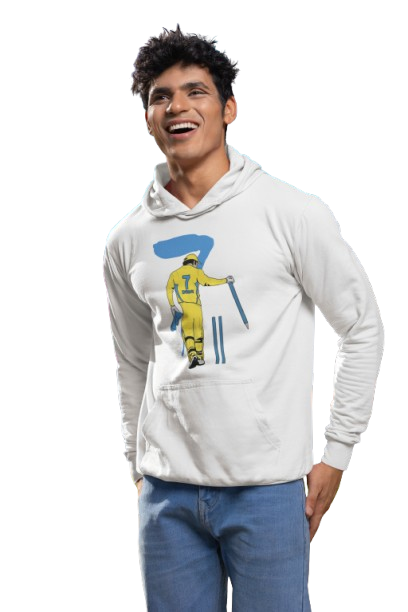 Dhoni Cartoon Warm Unisex Cotton Hoodies for Casual Winter wear.