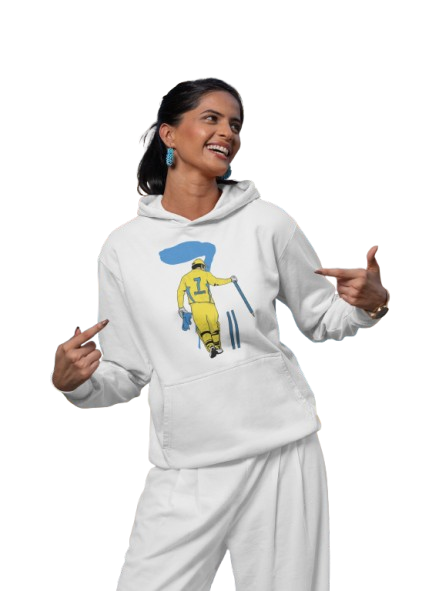 Dhoni Cartoon Warm Unisex Cotton Hoodies for Casual Winter wear.