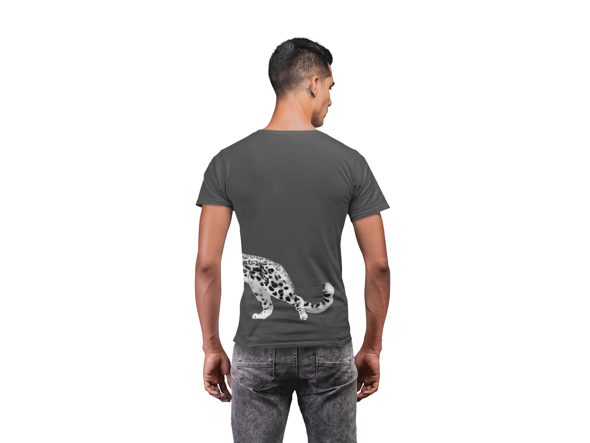 Snow Leopard Lodge Men's 100% Cotton Round Neck T-Shirt