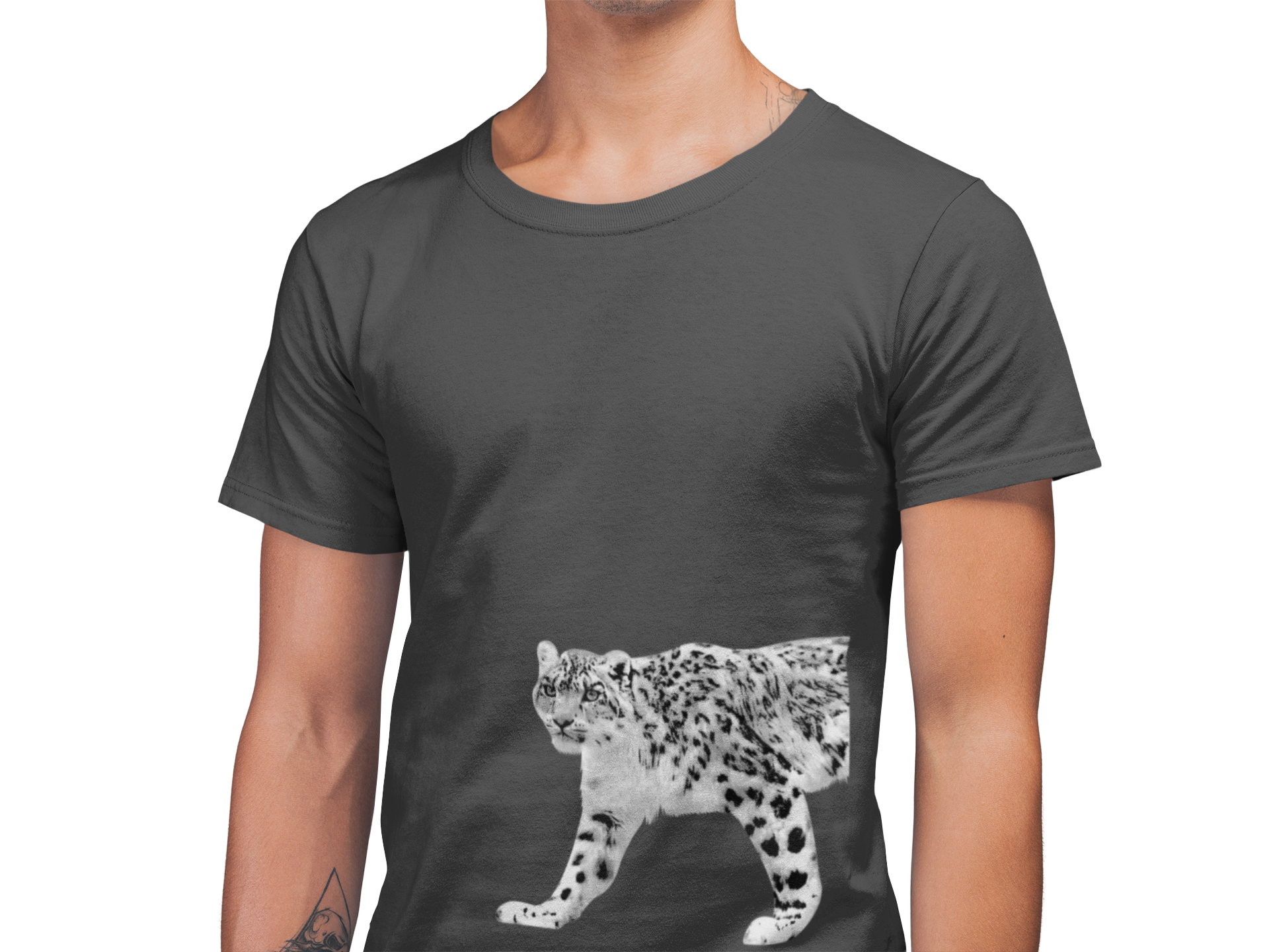 Snow Leopard Lodge Men's 100% Cotton Round Neck T-Shirt